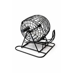 Metal Bingo Cage with Numbered Balls | Manual Lottery Drum | Game Night Set